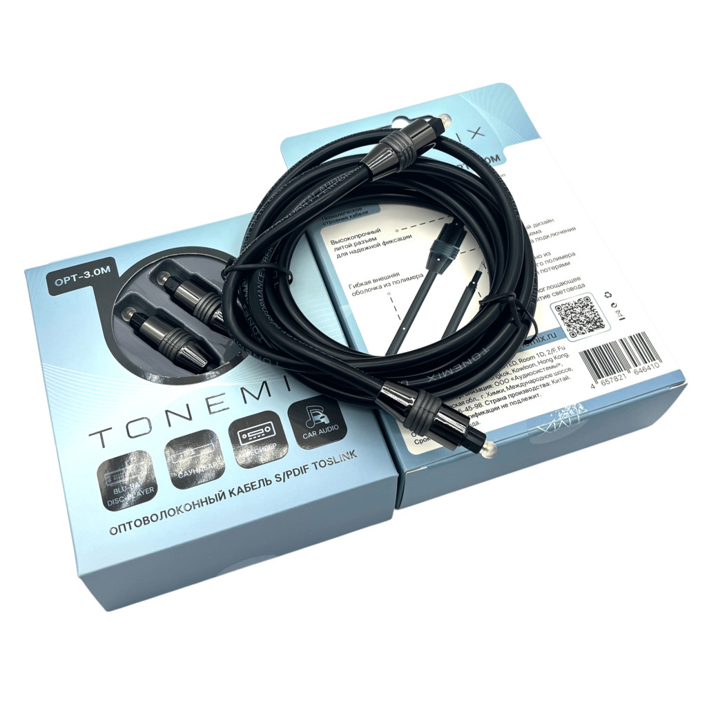 Tonemix OPT-3.0M оптический кабель Toslink-Toslink, 3.0 метра, Optical Cable
