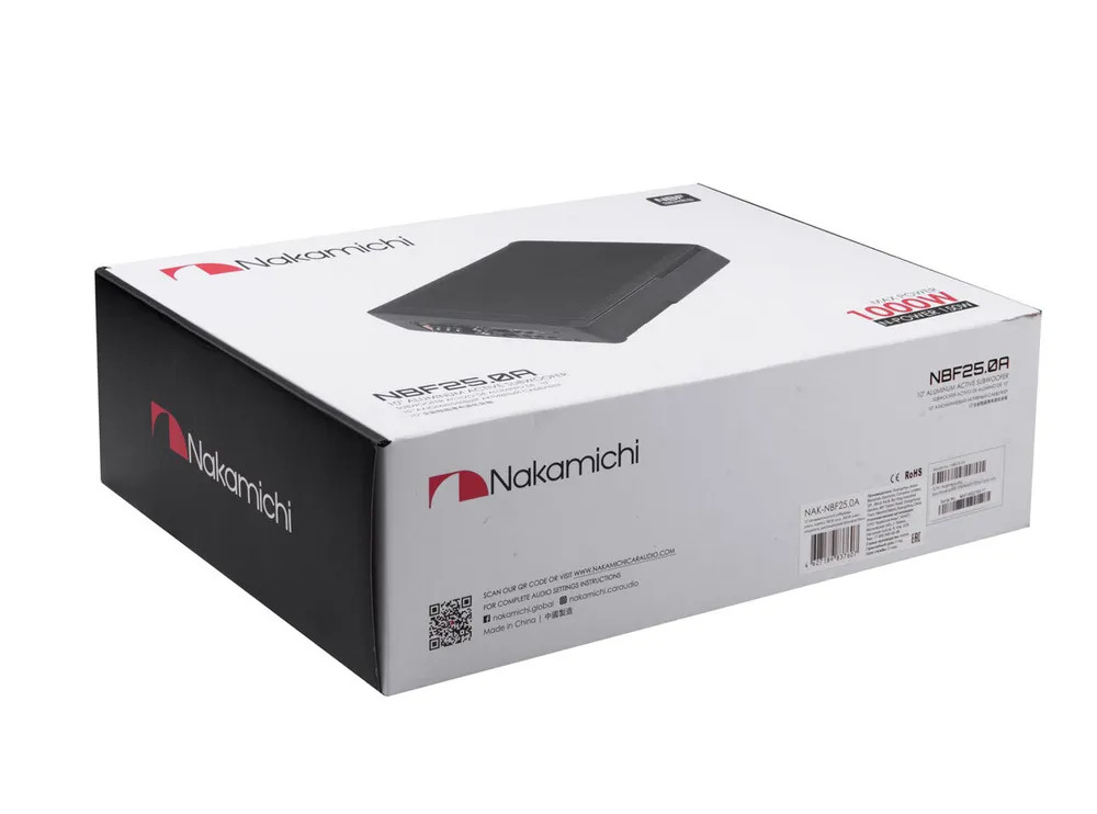 Nakamichi NBF25.0A, 10" активный плоский сабвуфер, алюм. корпус, 150W номин мощность, 900W макс мощн
