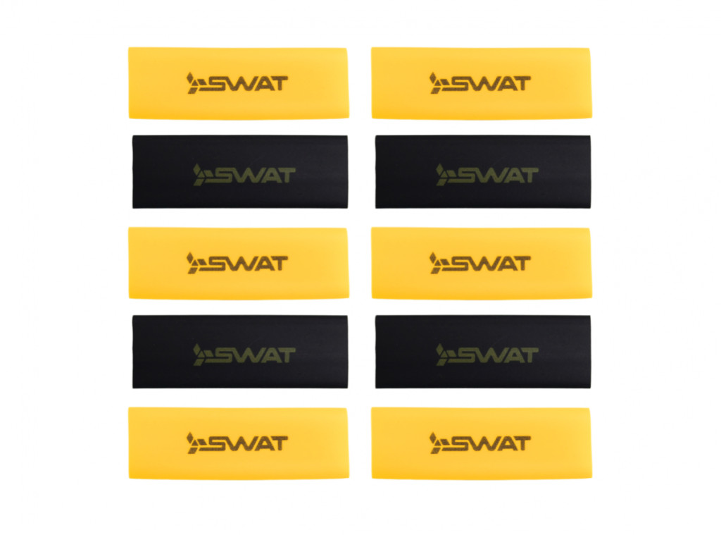 Трубки термоусадочные, d10мм, 8Ga, 5шт. черных и 5шт. желтых длиной 4см.