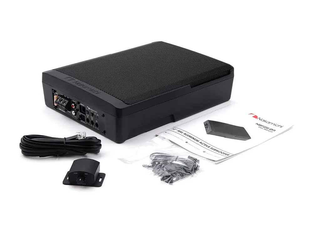 Nakamichi NBF25.0A, 10" активный плоский сабвуфер, алюм. корпус, 150W номин мощность, 900W макс мощн