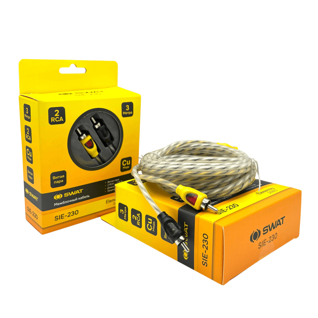 SWAT SIE-230 межблочный кабель 2RCA-2RCA, 3.0 метра, витая пара, медь