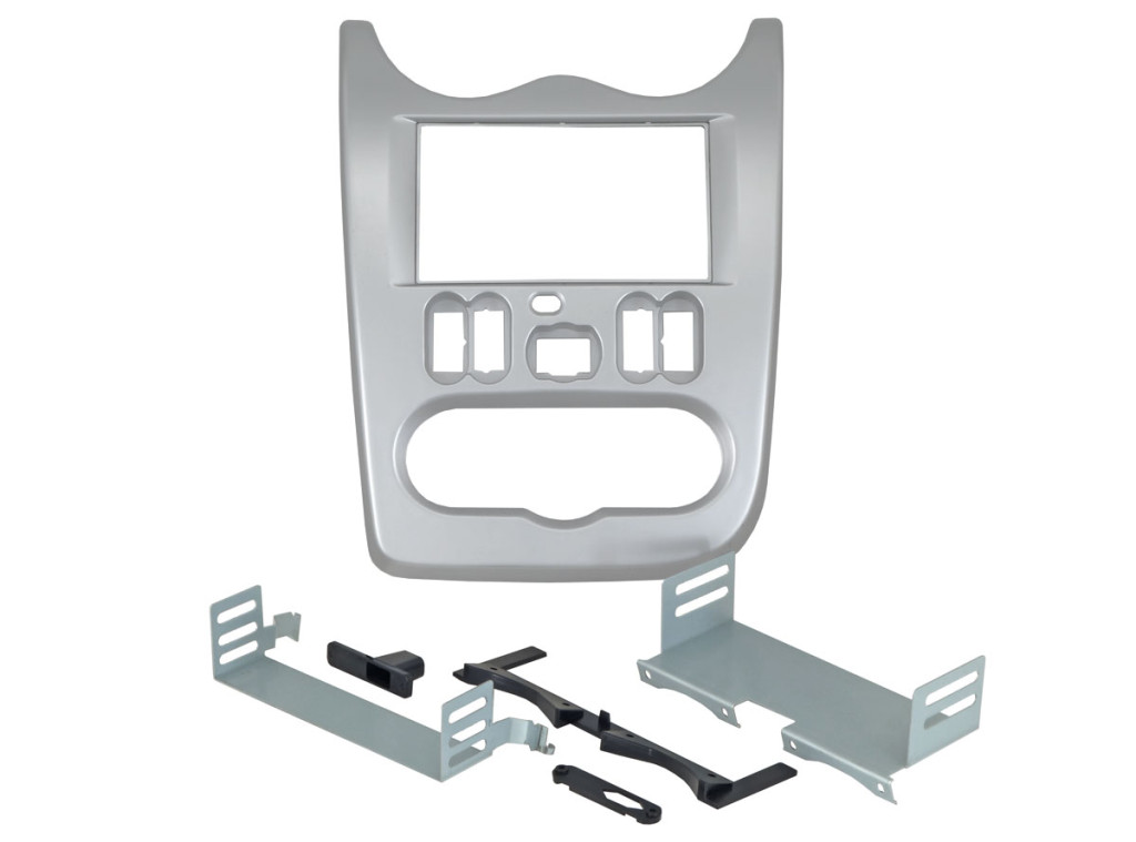 Рамка  RENAULT Logan 10-14, Sandero 09-14, LADA Largus 12-21 2din  Silver