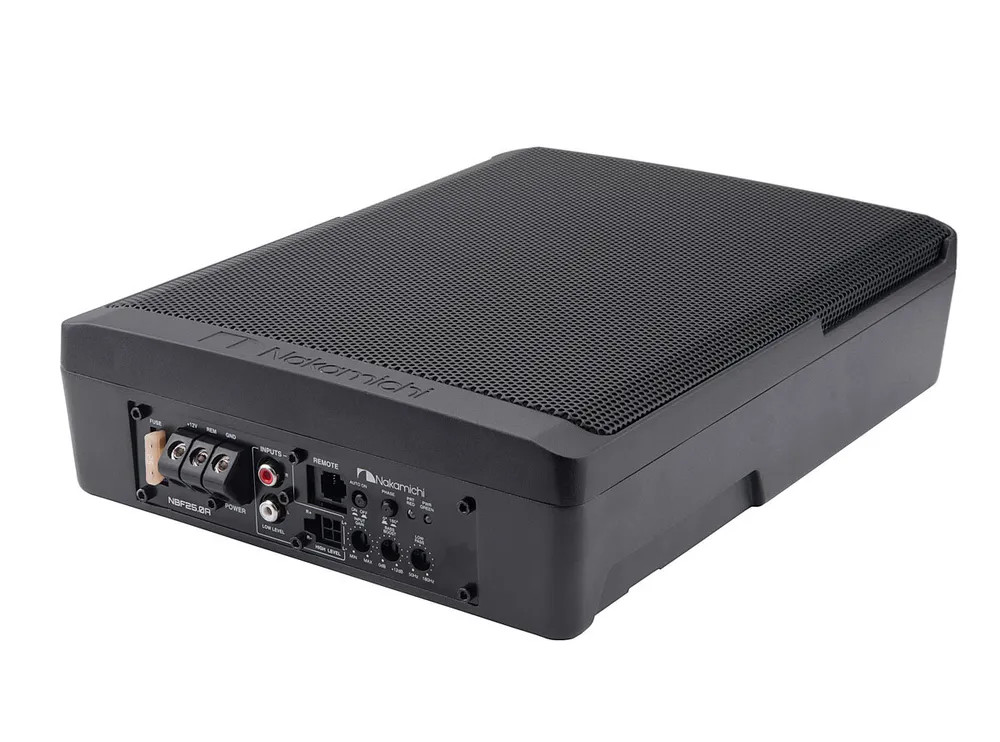 Nakamichi NBF25.0A, 10" активный плоский сабвуфер, алюм. корпус, 150W номин мощность, 900W макс мощн