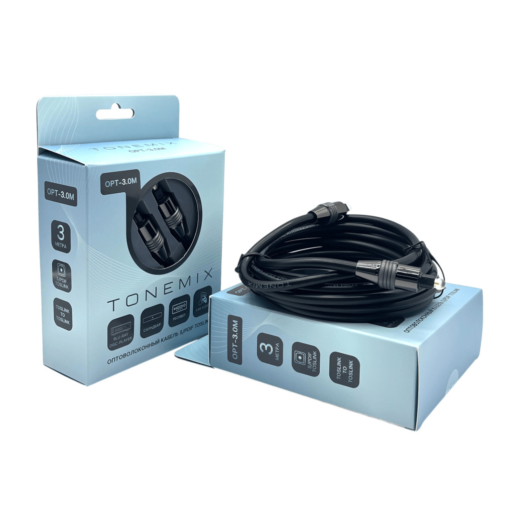Tonemix OPT-3.0M оптический кабель Toslink-Toslink, 3.0 метра, Optical Cable