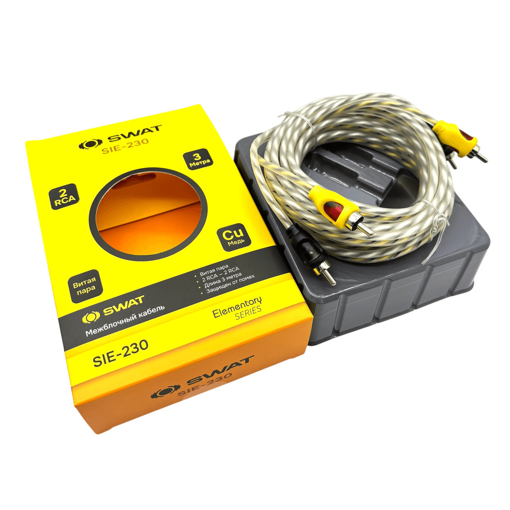 SWAT SIE-230 межблочный кабель 2RCA-2RCA, 3.0 метра, витая пара, медь