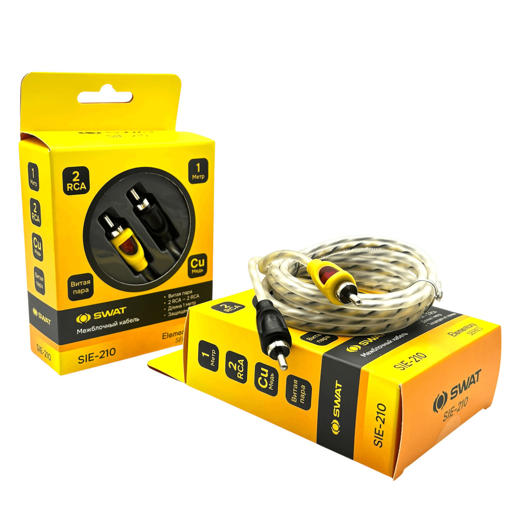SWAT SIE-210 межблочный кабель 2RCA-2RCA, 1.0 метров, витая пара, медь