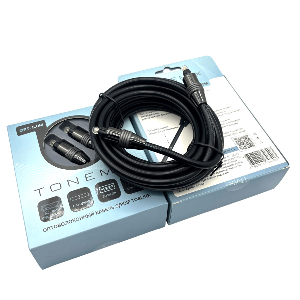 Tonemix OPT-5.0M оптический кабель Toslink-Toslink, 5.0 метров, Optical Cable