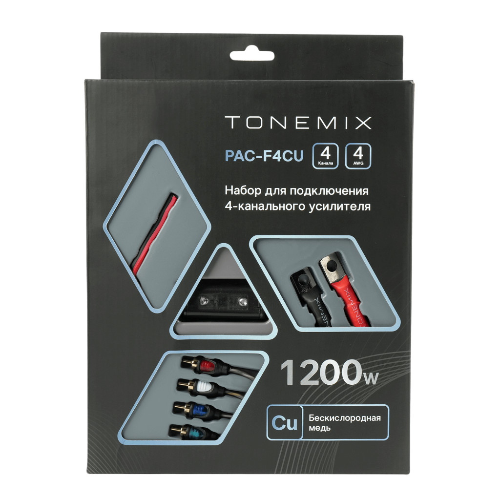 Tonemix PAC-F4CU набор проводов для подключения 4х кан. усилителя, 4Ga, МЕДЬ