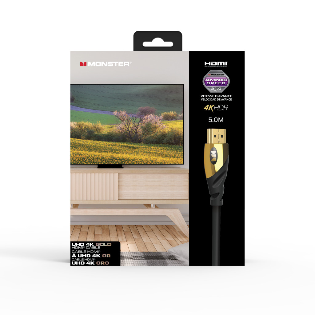 Monster Cable Essentials, HDMI кабель, 4К, UHD, Ethernet, Gold, 5m