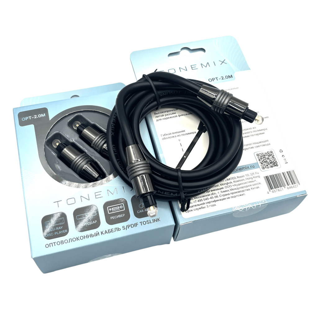 Tonemix OPT-2.0M оптический кабель Toslink-Toslink, 2.0 метра, Optical Cable