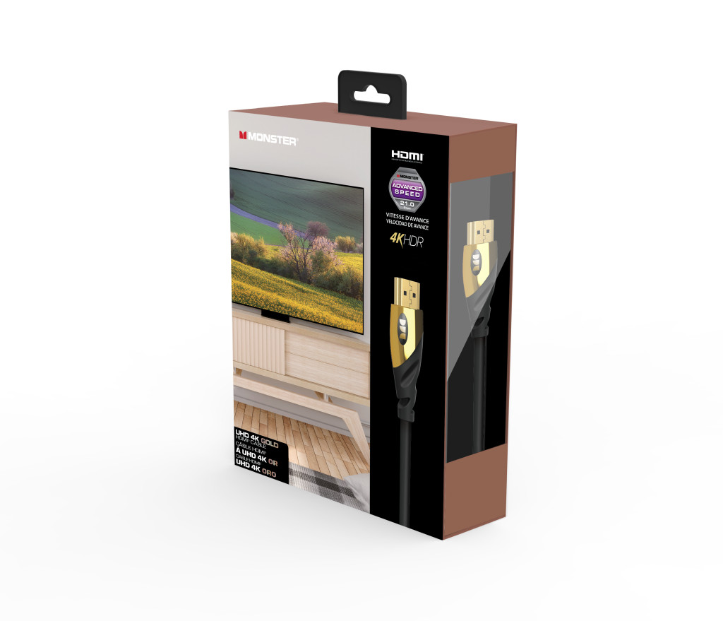 Monster Cable Essentials, HDMI кабель, 4К, UHD, Ethernet, Gold, 10m