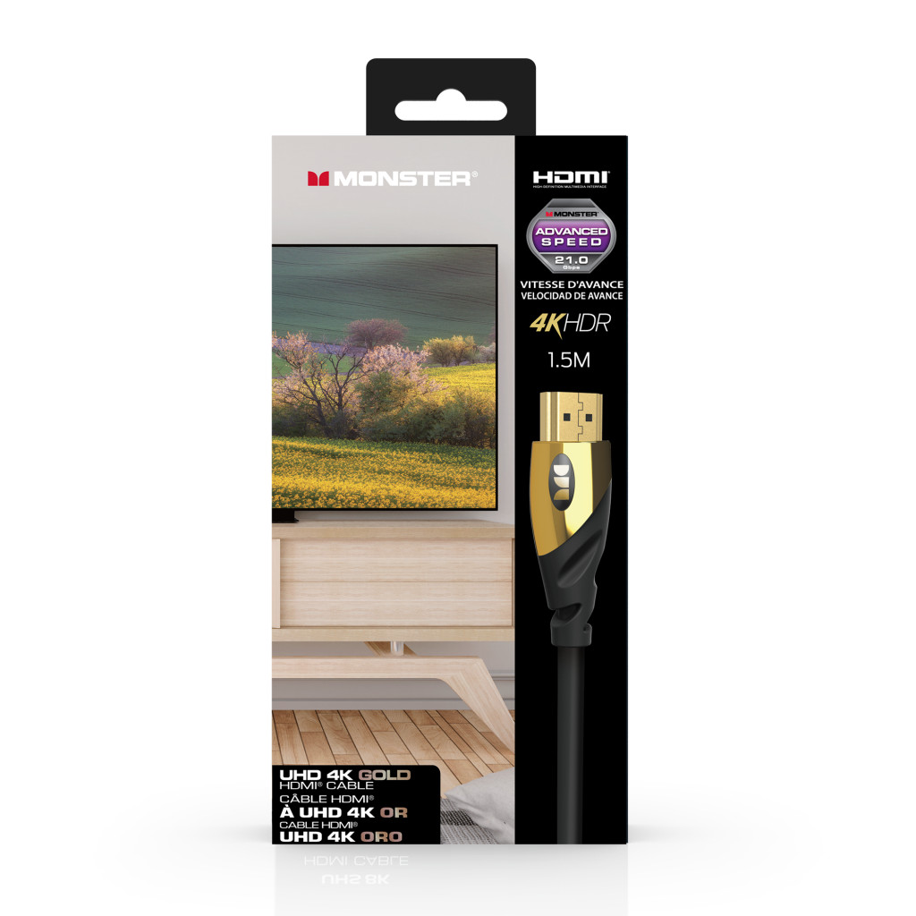 Monster Cable Essentials, HDMI кабель, 4К, UHD, Gold, 1.5m