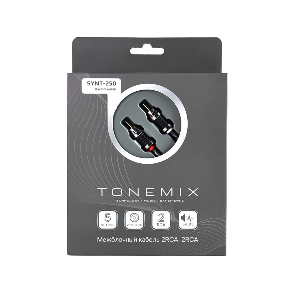 Tonemix SYNT-250 межблочный кабель 2RCA-2RCA, 5.0 метров, витая пара, 2 экрана, медь