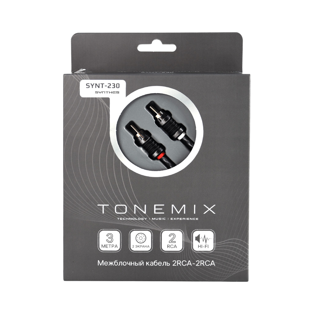 Tonemix SYNT-230 межблочный кабель 2RCA-2RCA, 3.0 метра, витая пара, 2 экрана, медь